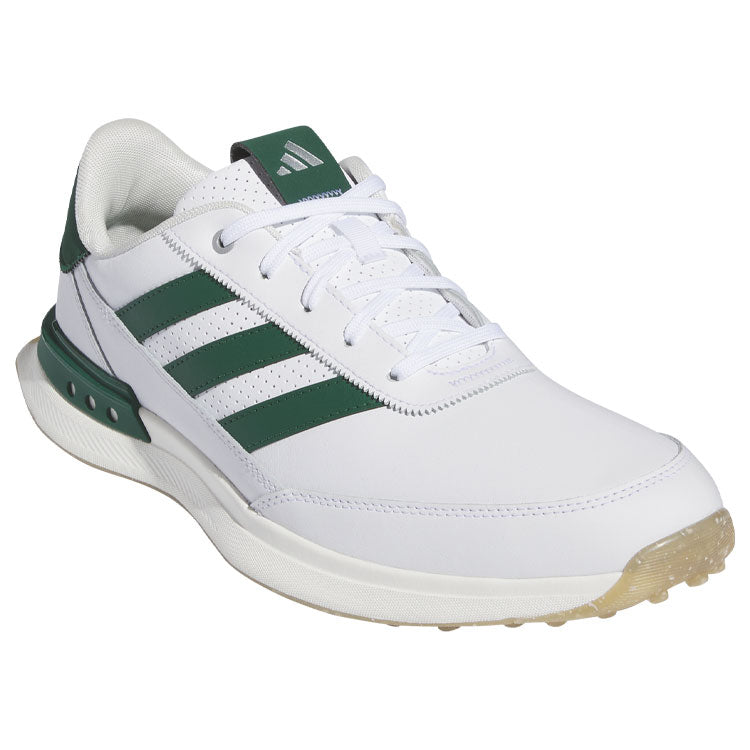  Adidas S2G SL Leather Golf Shoes (White/Collegiate Green/Gum 4) Everyday Comfort With Spikeless Versatility