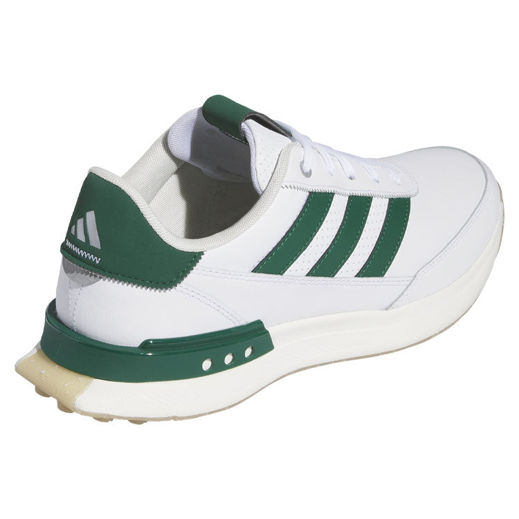  Adidas S2G SL Leather Golf Shoes (White/Collegiate Green/Gum 4) Everyday Comfort With Spikeless Versatility