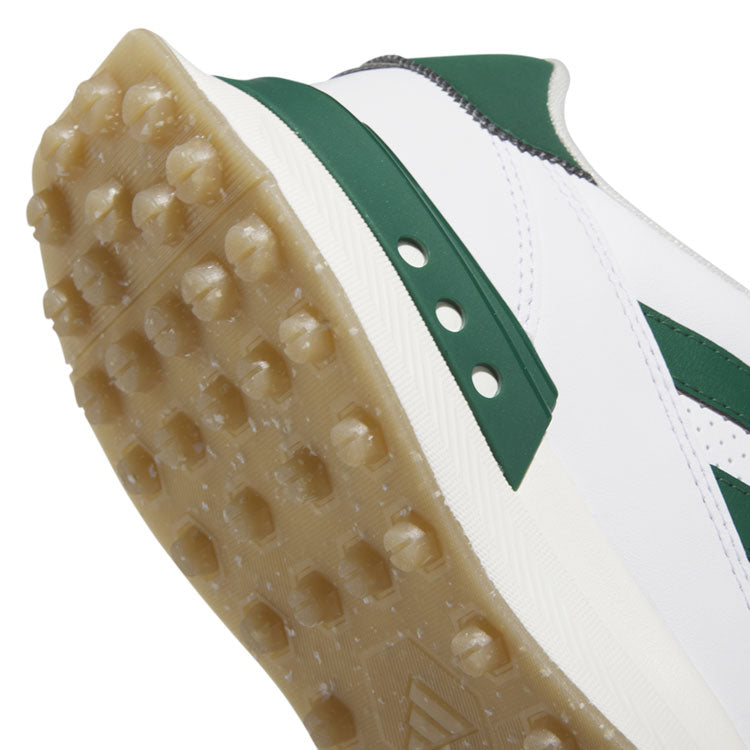  Adidas S2G SL Leather Golf Shoes (White/Collegiate Green/Gum 4) Everyday Comfort With Spikeless Versatility