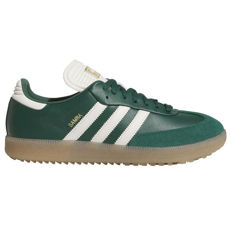  Adidas Golf Originals Samba Lux Spikeless Golf Shoes (Collegiate Green/Off White/Gum) Special Edition With Primegreen Sustainability