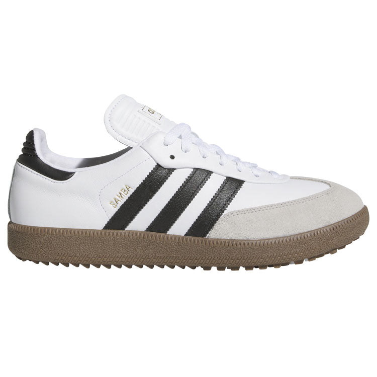  Adidas Golf Originals Samba Lux Spikeless Golf Shoes (White/Black/Gum 5) Special Edition With Primegreen Sustainability