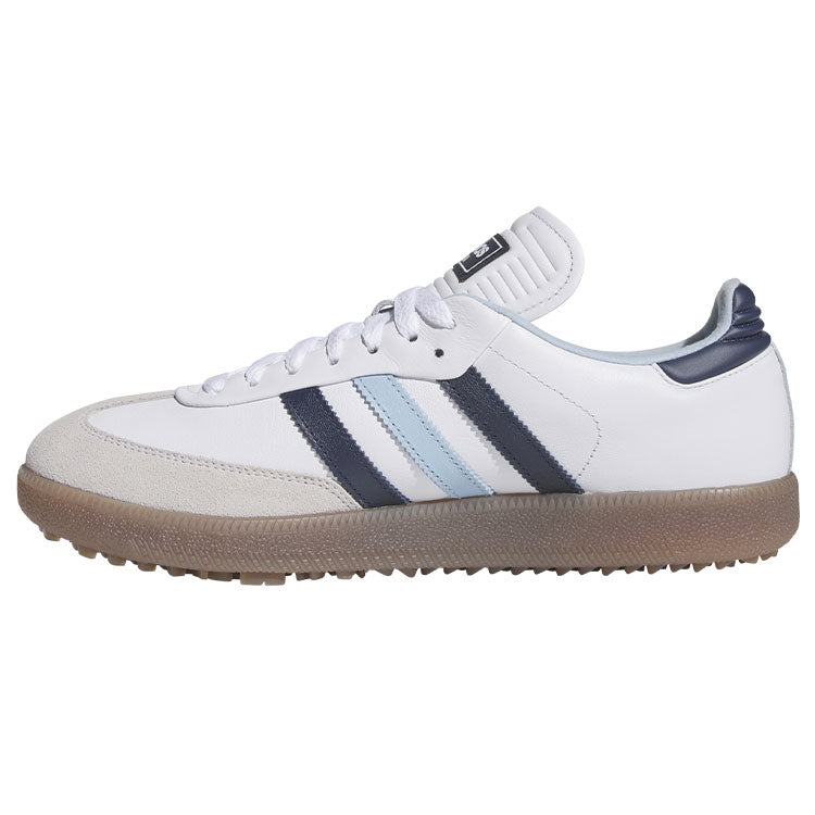  Adidas Golf Originals Samba Lux Spikeless Golf Shoes (White/Night Indigo/Clear Sky) Special Edition With Primegreen Sustainability