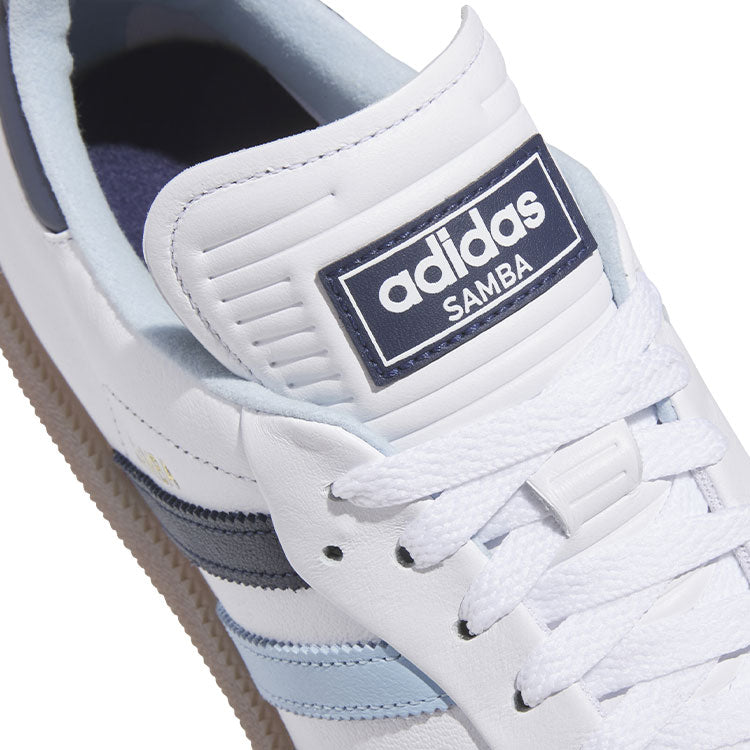  Adidas Golf Originals Samba Lux Spikeless Golf Shoes (White/Night Indigo/Clear Sky) Special Edition With Primegreen Sustainability
