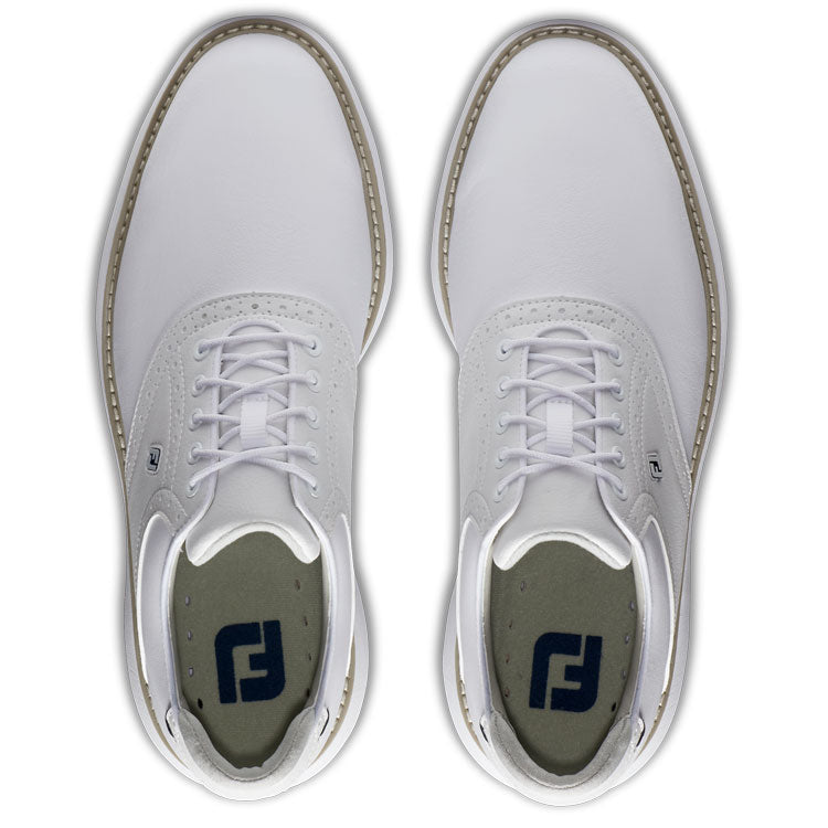  FootJoy FJ Traditions 57903 Golf Shoes (White/White) All Day Comfort In A Modern Classic Style