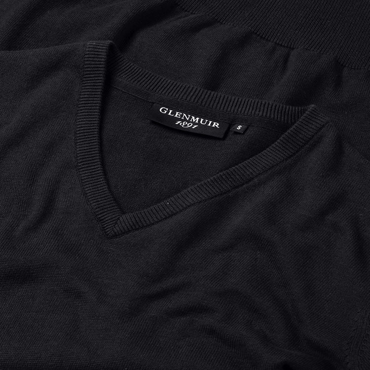 Glenmuir Eden V-Neck Cotton Golf Sweater (Black) Soft Lightweight Cotton For Comfortable Feel