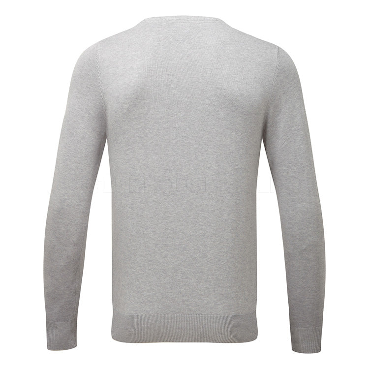  Glenmuir Eden V-Neck Cotton Golf Sweater (Light Grey) Soft Lightweight Cotton For Comfortable Feel