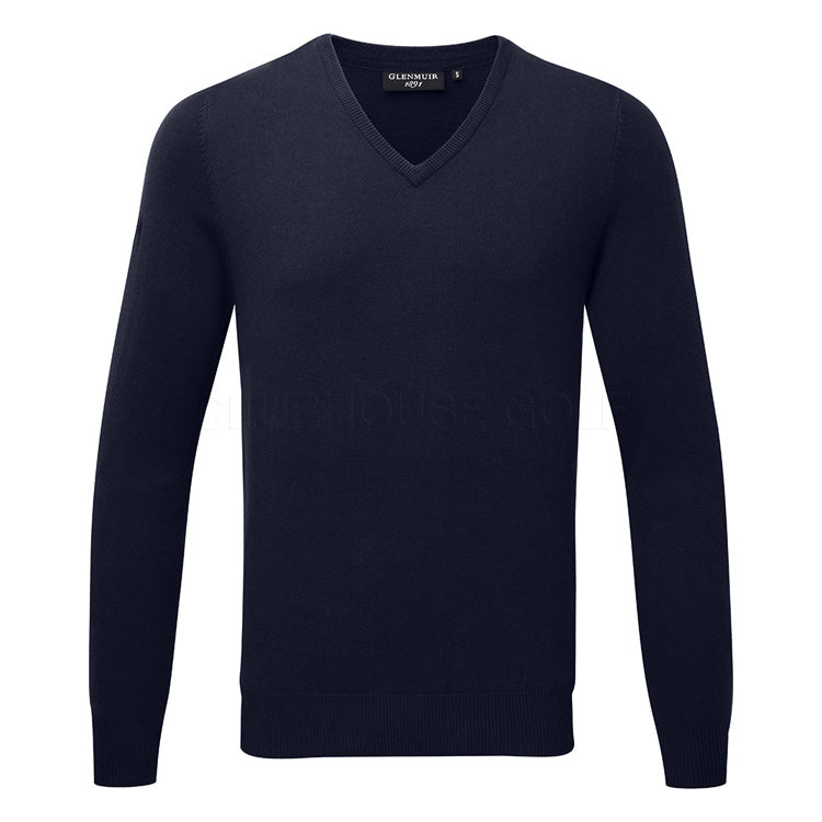  Glenmuir Eden V-Neck Cotton Golf Sweater (Navy) Soft Lightweight Cotton For Comfortable Feel