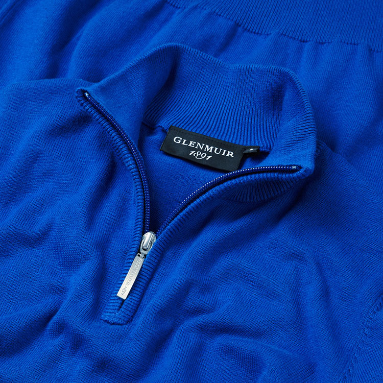  Glenmuir Devon 1/4 Zip Cotton Golf Sweater (Ascot Blue) Soft Lightweight Cotton For Comfortable Feel