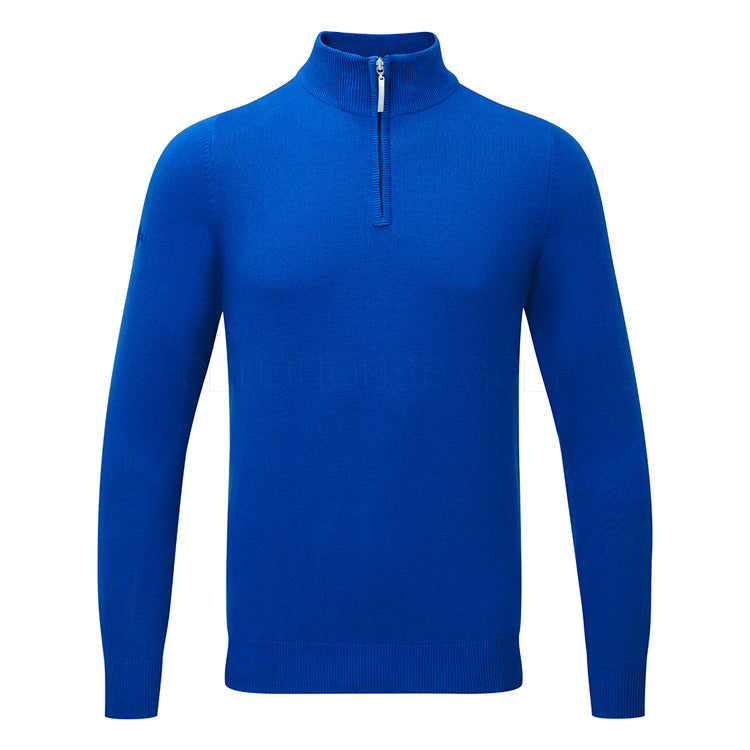  Glenmuir Devon 1/4 Zip Cotton Golf Sweater (Ascot Blue) Soft Lightweight Cotton For Comfortable Feel