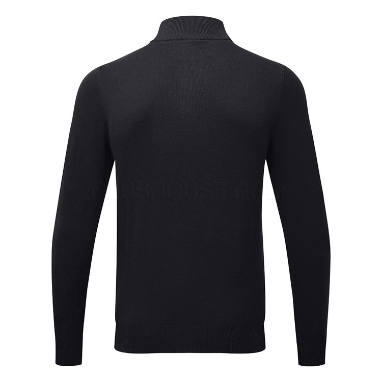  Glenmuir Devon 1/4 Zip Cotton Golf Sweater (Black) Soft Lightweight Cotton For Comfortable Feel