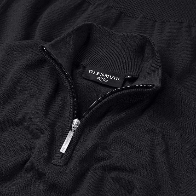  Glenmuir Devon 1/4 Zip Cotton Golf Sweater (Black) Soft Lightweight Cotton For Comfortable Feel
