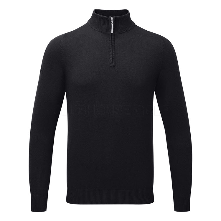  Glenmuir Devon 1/4 Zip Cotton Golf Sweater (Black) Soft Lightweight Cotton For Comfortable Feel