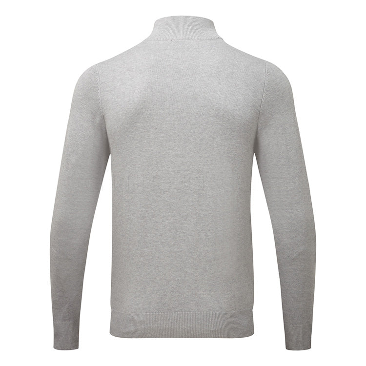  Glenmuir Devon 1/4 Zip Cotton Golf Sweater (Light Grey) Soft Lightweight Cotton For Comfortable Feel