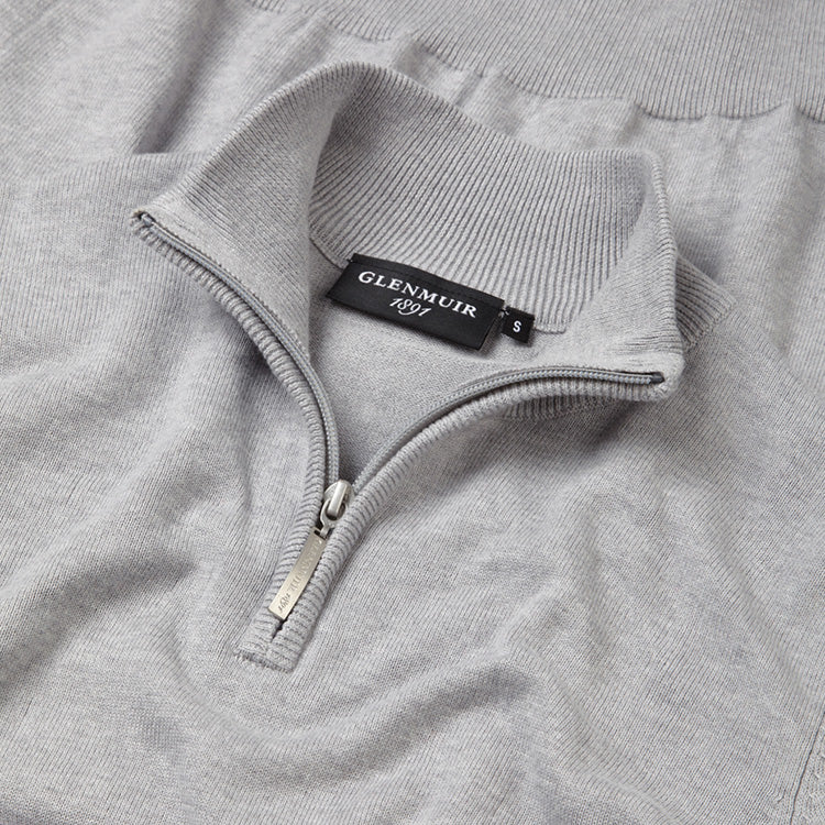  Glenmuir Devon 1/4 Zip Cotton Golf Sweater (Light Grey) Soft Lightweight Cotton For Comfortable Feel