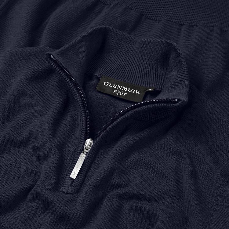  Glenmuir Devon 1/4 Zip Cotton Golf Sweater (Navy) Soft Lightweight Cotton For Comfortable Feel
