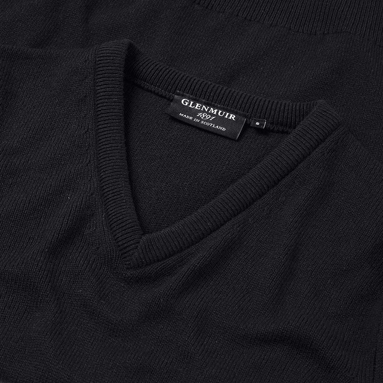  Glenmuir Lomond V-Neck Lambswool Golf Sweater (Black) Incredible Warmth With Pure Knit Lambswool