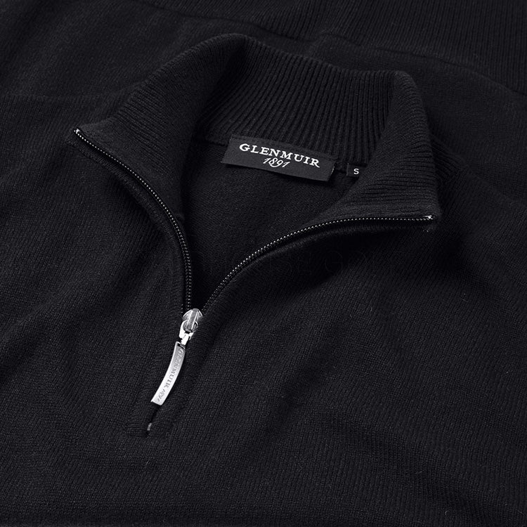  Glenmuir Coll 1/4 Zip Lambswool Golf Sweater (Black) Incredible Warmth With Pure Knit Lambswool