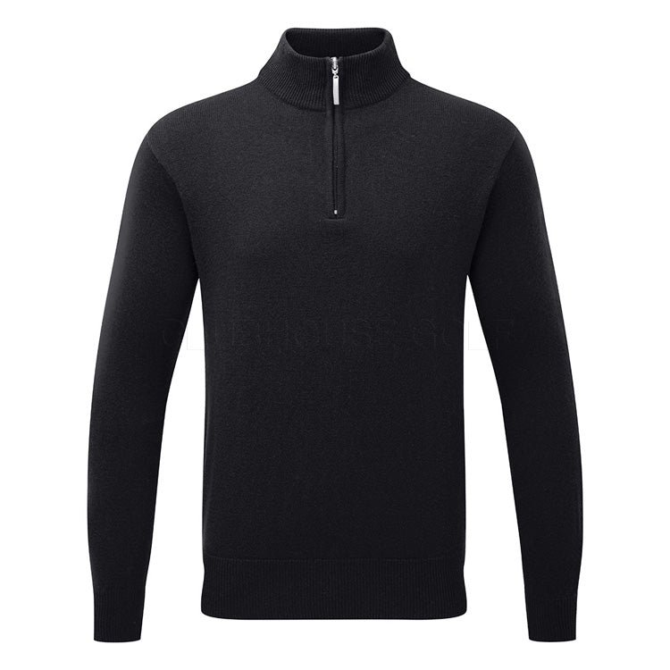  Glenmuir Coll 1/4 Zip Lambswool Golf Sweater (Black) Incredible Warmth With Pure Knit Lambswool