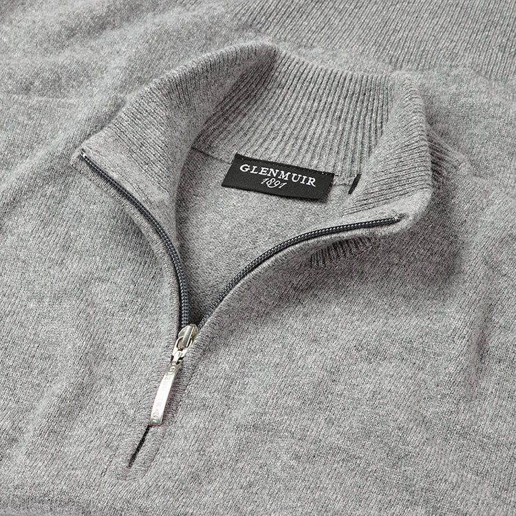  Glenmuir Coll 1/4 Zip Lambswool Golf Sweater (Light Grey) Incredible Warmth With Pure Knit Lambswool