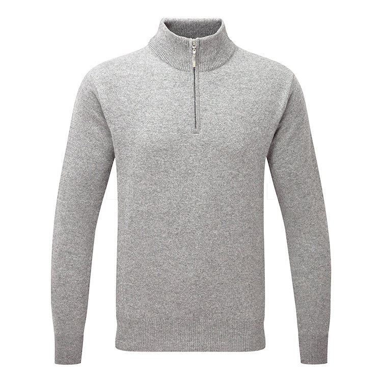  Glenmuir Coll 1/4 Zip Lambswool Golf Sweater (Light Grey) Incredible Warmth With Pure Knit Lambswool