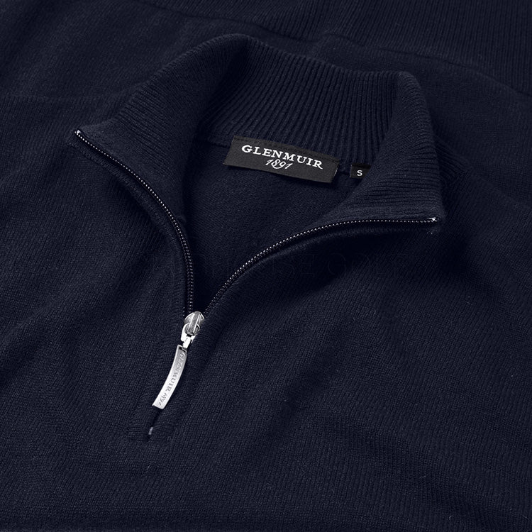  Glenmuir Coll 1/4 Zip Lambswool Golf Sweater (Navy) Incredible Warmth With Pure Knit Lambswool