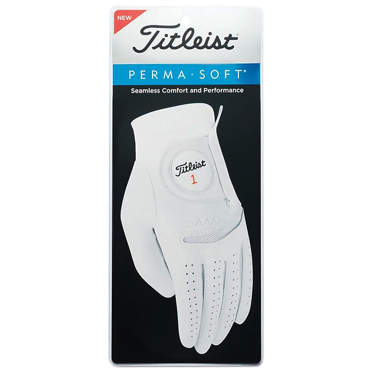  Titleist Perma Soft Golf Glove (White / Right Handed Golfer) Added Support With CoolMax Mesh Panels