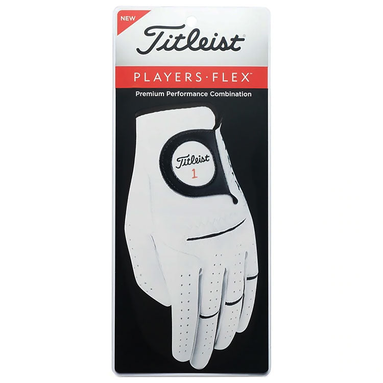  Titleist Players Flex Golf Glove (White / Right Handed Golfer) Satin Net Technology Maximizes Durability