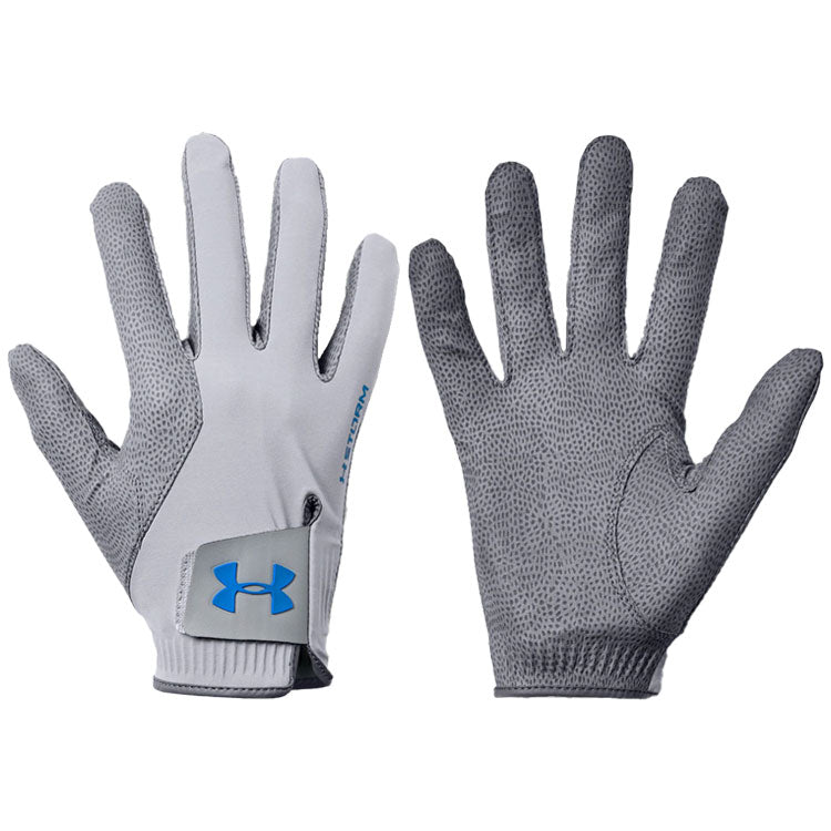  Under Armour Storm Rain Golf Gloves (Pair Pack) (Steel/Royal) Maximum Grip With Water Resistant Finish
